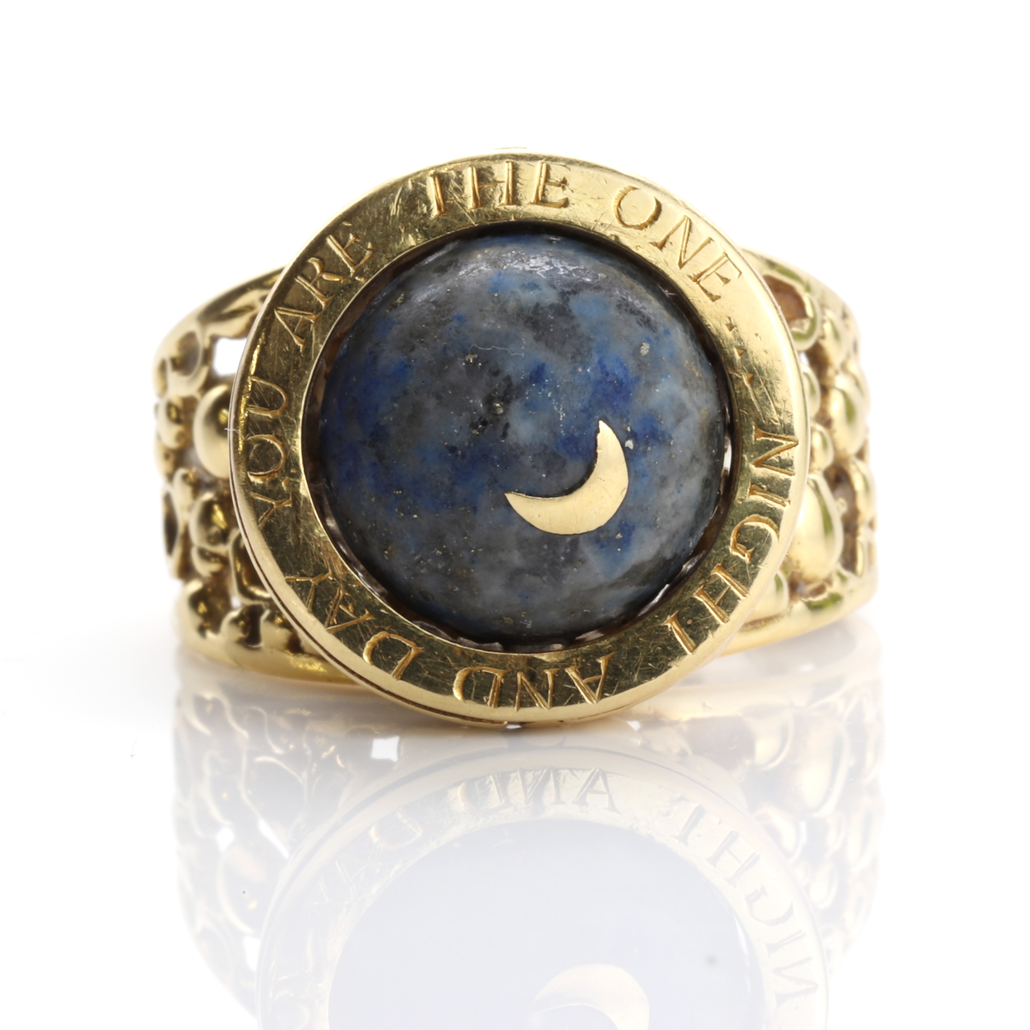 An 18ct gold lapis lazuli and diamond ring, attributed to John Donald (Sold for £3,600)